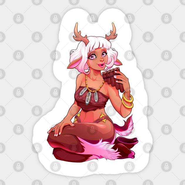 Beautiful faun girl is playing the Pan flute Sticker by ddraw